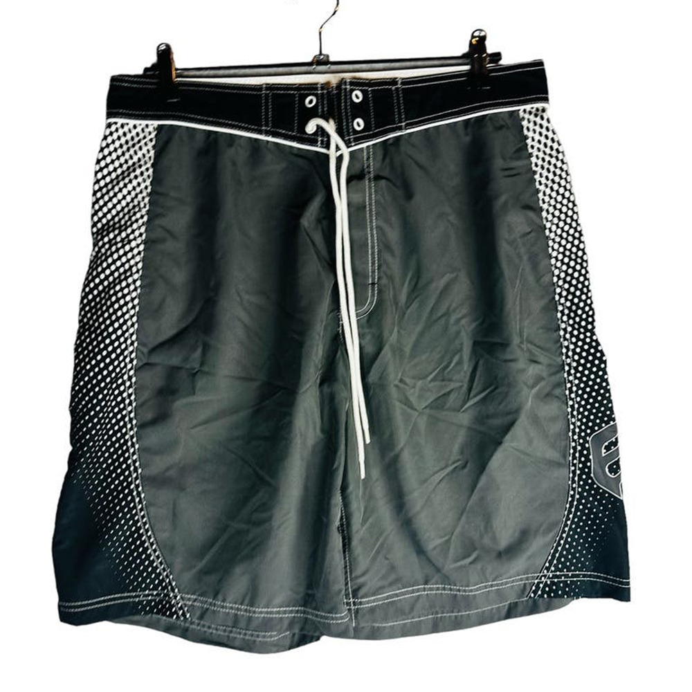 OP Mens Sz 33 Board Shorts Grey Black White No Lining‎ Surf Beach